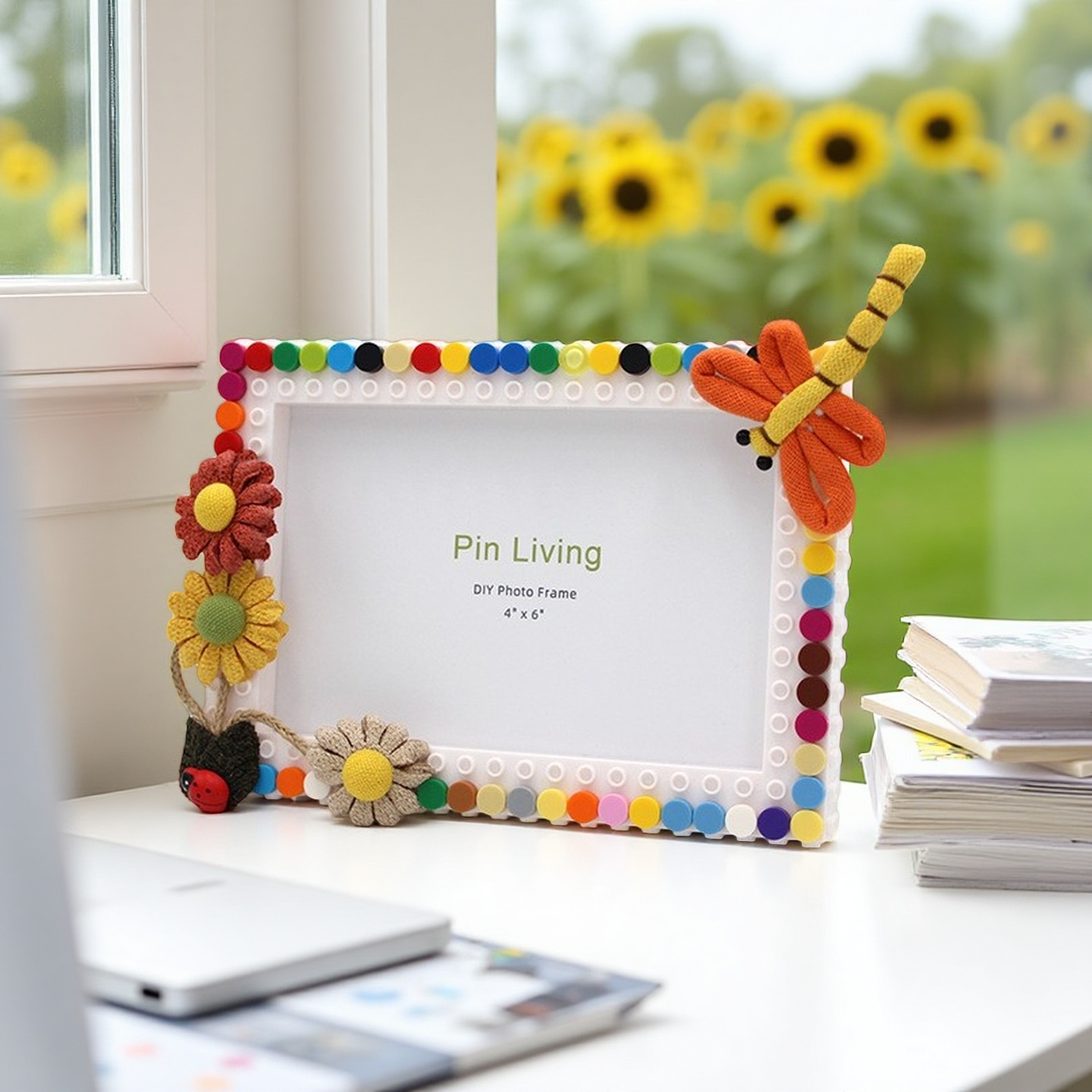 Free Dragonfly in the Sun - DIY Building Block 6‘’ Single Photo Frame