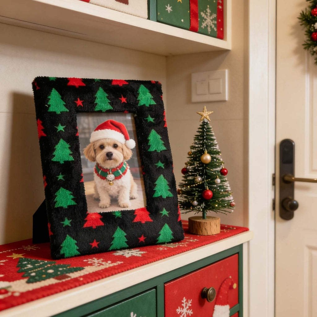 Christmas - Plush Furry Picture Frame for 4‘’x 6'' inches photo