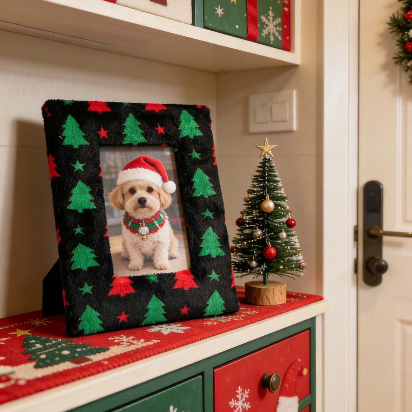 Christmas - Plush Furry Picture Frame for 4‘’x 6'' inches photo