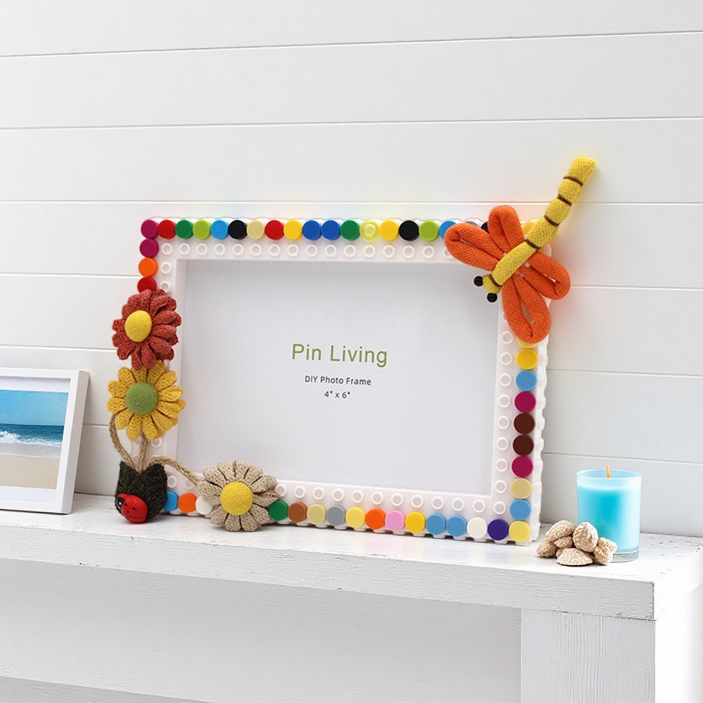 Free Dragonfly in the Sun - DIY Building Block 6‘’ Single Photo Frame