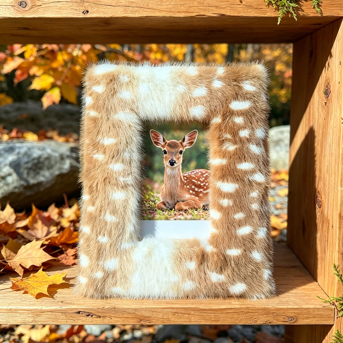 Fairy fawn - Plush Furry Picture Frame for 4‘’x 6'' inches photo