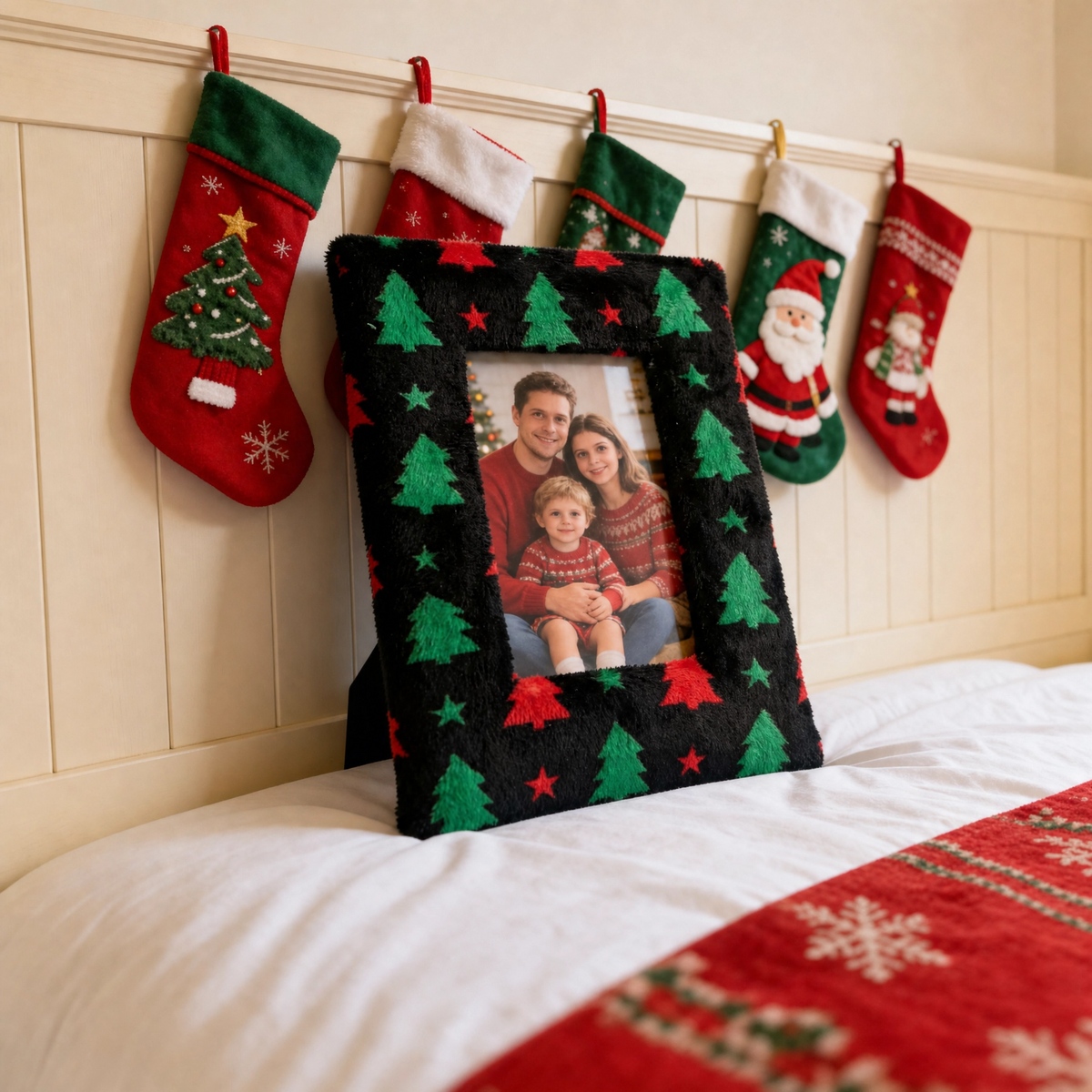 Christmas - Plush Furry Picture Frame for 4‘’x 6'' inches photo