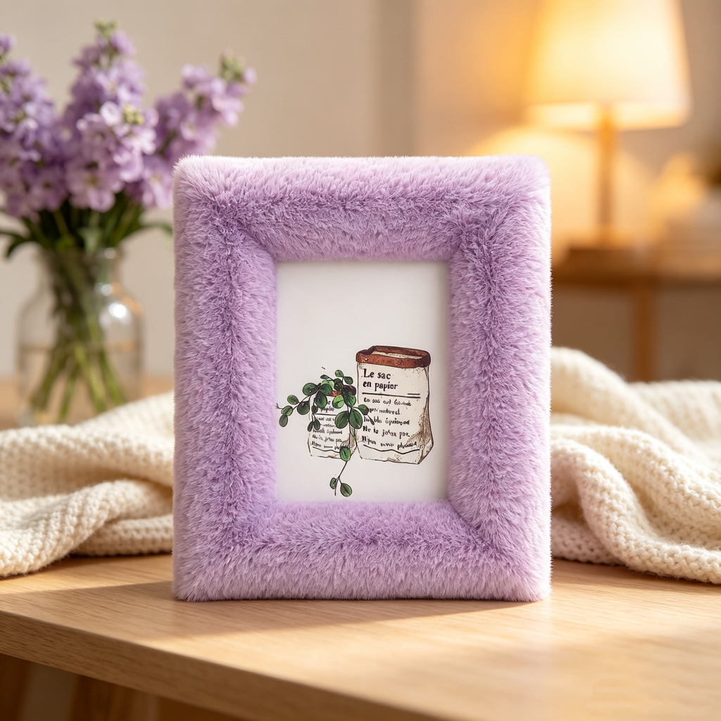 Dreamy Lavender - Plush Furry Picture Frame for 4‘’x 6'' inches photo