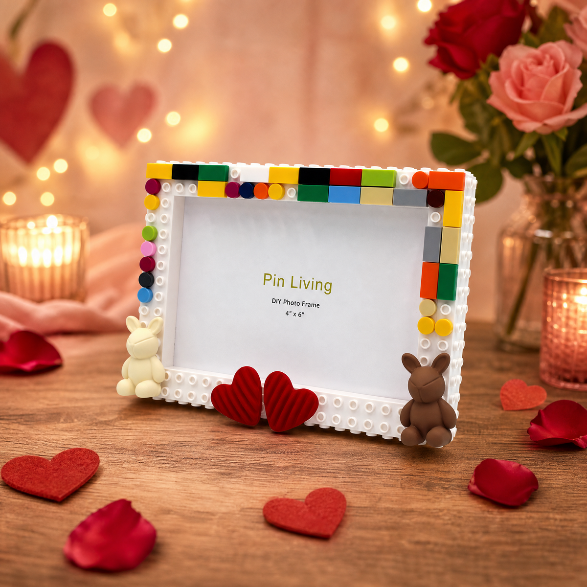 Handmade Love Frame - DIY Building Block 6‘’ Single Photo Frame